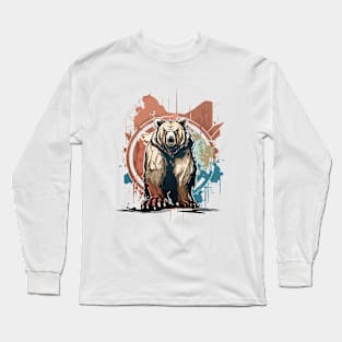 Graffiti Paint Grizzly Bear Creative Long Sleeve T-Shirt